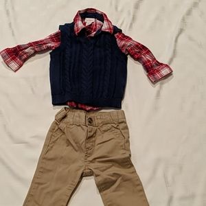 Boy  6-9 month 3 piece sweater vest outfit